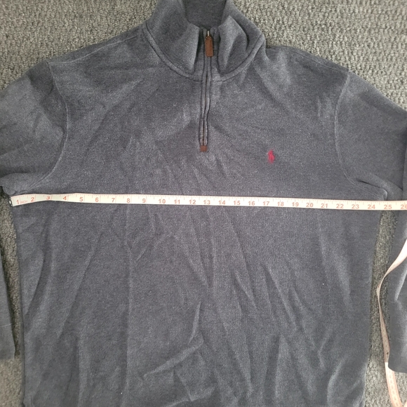 Polo ralph lauren men's size L grey fleece sweater 1/4 zip up long sleeve cotton - Picture 8 of 13